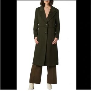 Bernardo Women's Dark Green Solid Peaked Lapel Coat
